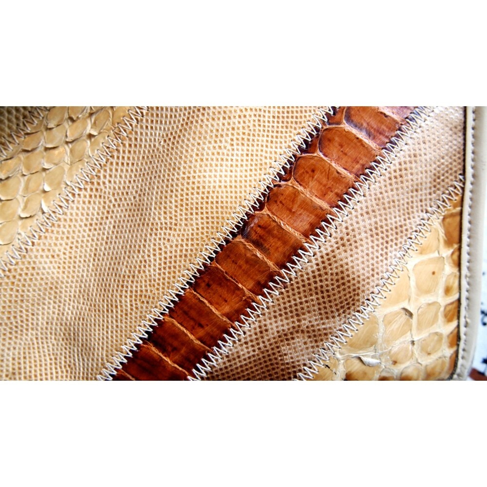 Rare Vintage Varon 70s Snakeskin Reptile Luxury Multicolor Chevron Purse Clutch - Picture 9 of 9